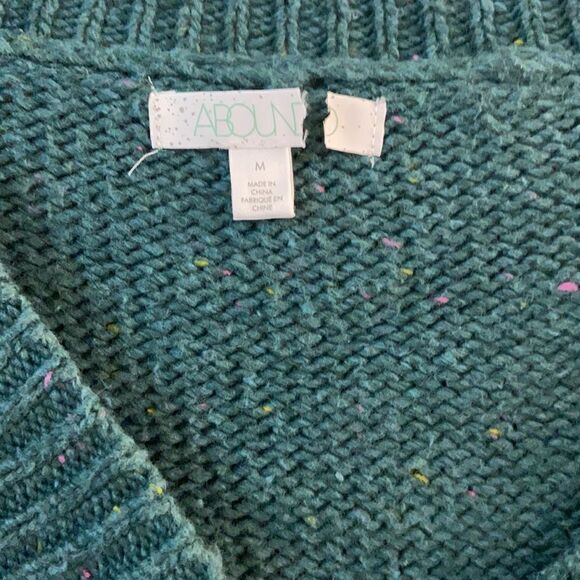 Abound Womens Green Multicolor V-Neck Flecked Pullover Sweater Size Medium - Picture 3 of 5